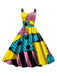 Gelb & Blau 1950er Nightmare Before Christmas Sally Farbblock Kleid