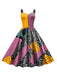 Gelb & Blau 1950er Nightmare Before Christmas Sally Farbblock Kleid
