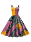 Rosa & Schwarz 1950er Nightmare Before Christmas Sally Farbblock Kleid