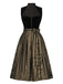 Braun 1950er Oktoberfest Dirndl Häkelsamt Kleid & Satin Plissiertes Schürze