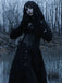 Schwarz 1940er Baumwolle Blumen Besticktes Westlicher Stil Kleid