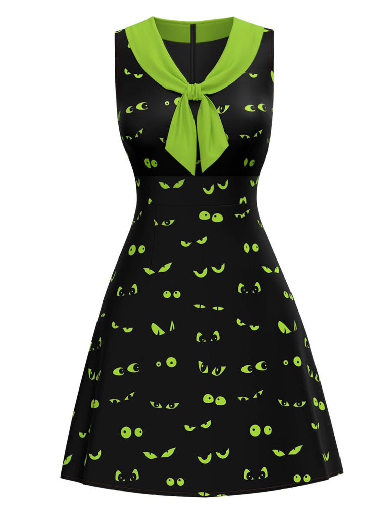 Schwarz & Grün 1960er Halloween Dämonenauge Kleid