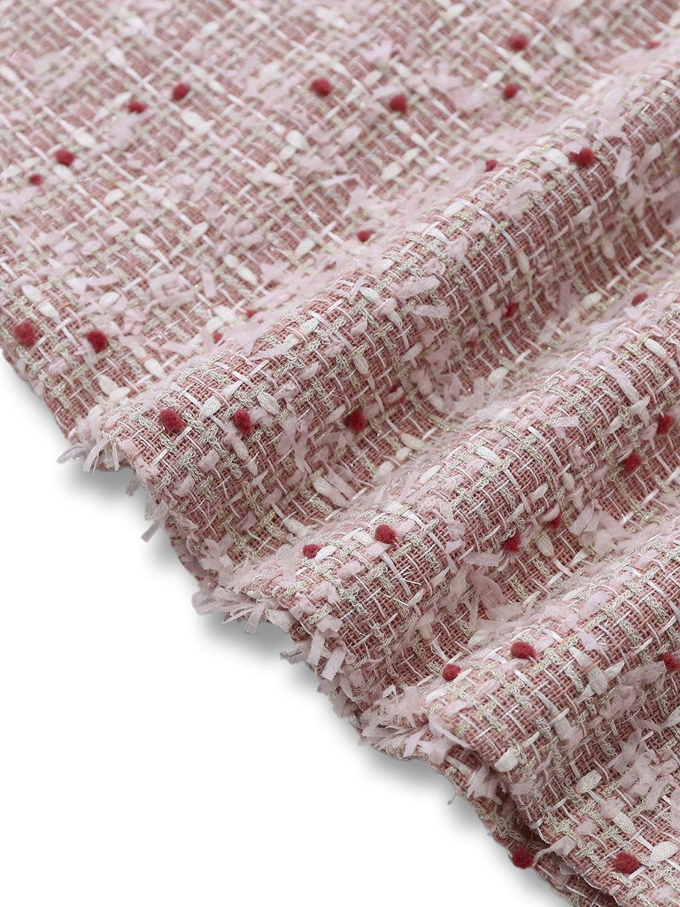 Rosa 1960er Plaid Tweed Mini Schürze Kleid