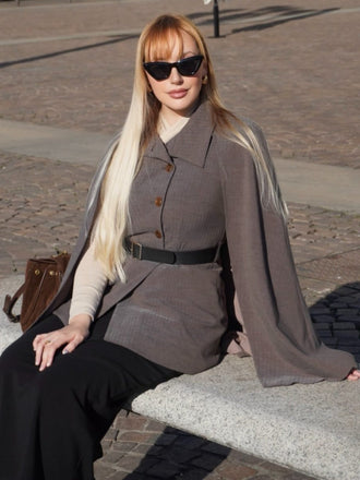 1940er Revers Gürtel Jacke Mit Abnehmbarer Umhang