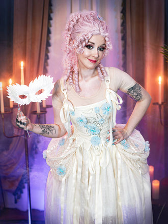 Aprikose 1940er Wednesday Enid Stil Kleid