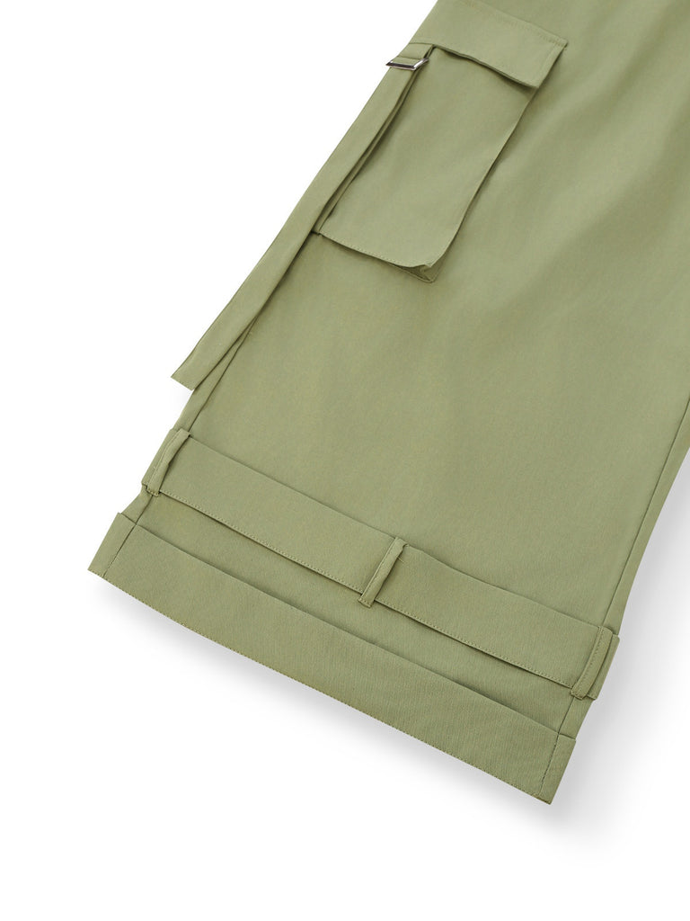 1970er Solide Spaghetti Träger Cargo Stil Weitbeinig Jumpsuit