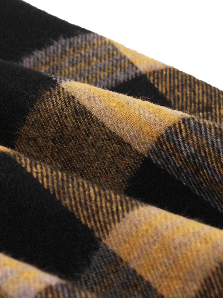 1950er Gingham Plaid Tasten Revers Gürtel Kleid