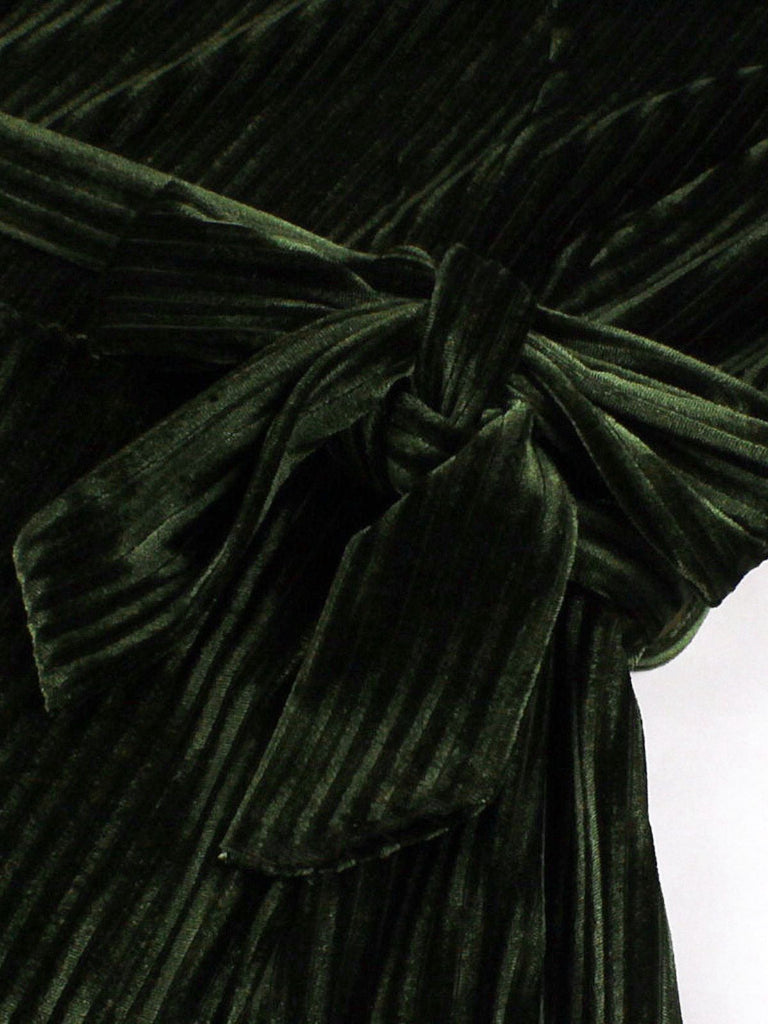 Grün 1950er Weihnachten Cord Langarm Kleid