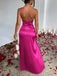 1960er Eine Schulter Gerüscht Schlitz Satin Kleid
