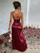 1960er Eine Schulter Gerüscht Schlitz Satin Kleid