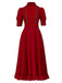 Rot 1940er X-Prequel Perle Spitze Rüschensaum Kleid
