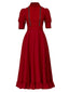 Rot 1940er X-Prequel Perle Spitze Rüschensaum Kleid