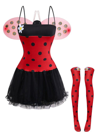 Rot 1960er Miraculous LADYBUG Bubble Cosplay Kostüm Set