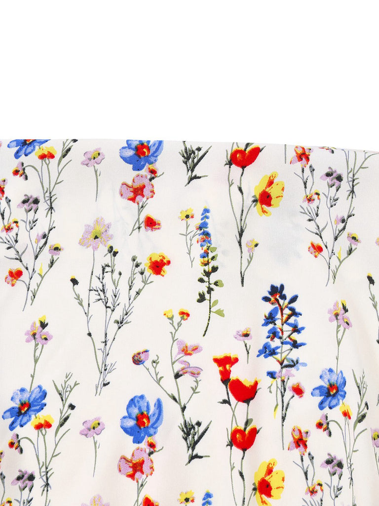 Beige 1950er Halter Blumen Rückenfrei Jumpsuit