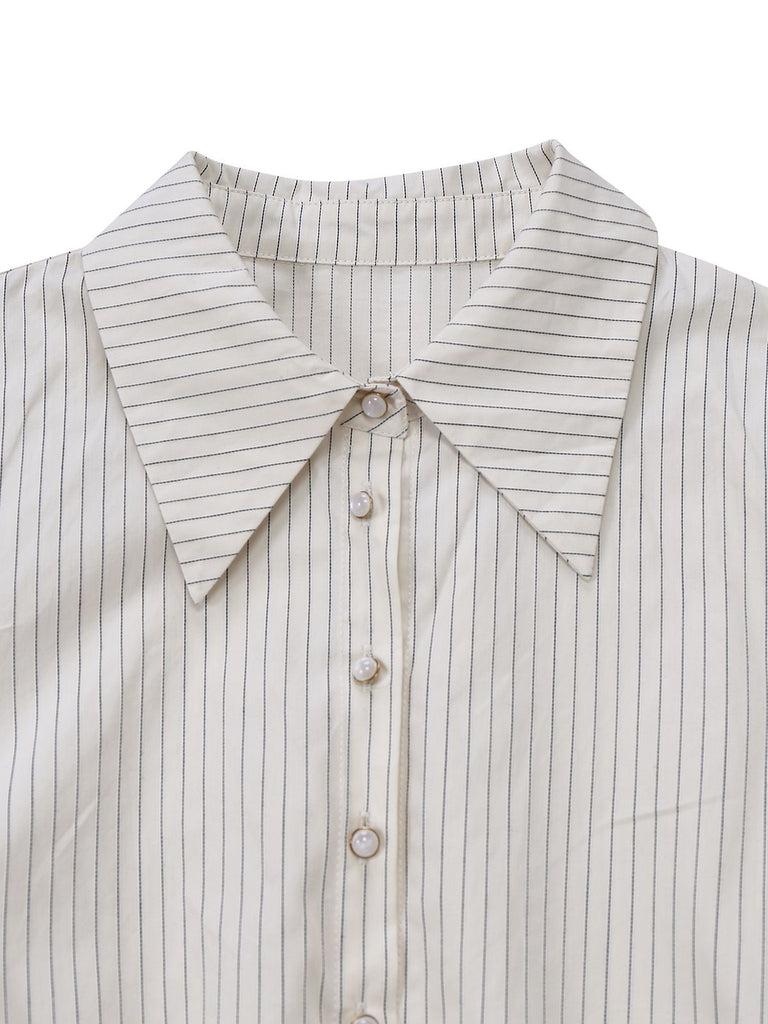 Evelyn Carnahan Outfit Khaki 1930er Streifen Revers Abnehmbare Krawatte Kleid