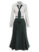 30er Kleid mit gestreifter Blusenpartie, Revers und abnehmbarer Krawatte