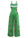 Grün 1930er Weihnachtsbaum Pompon Bogen Jumpsuit