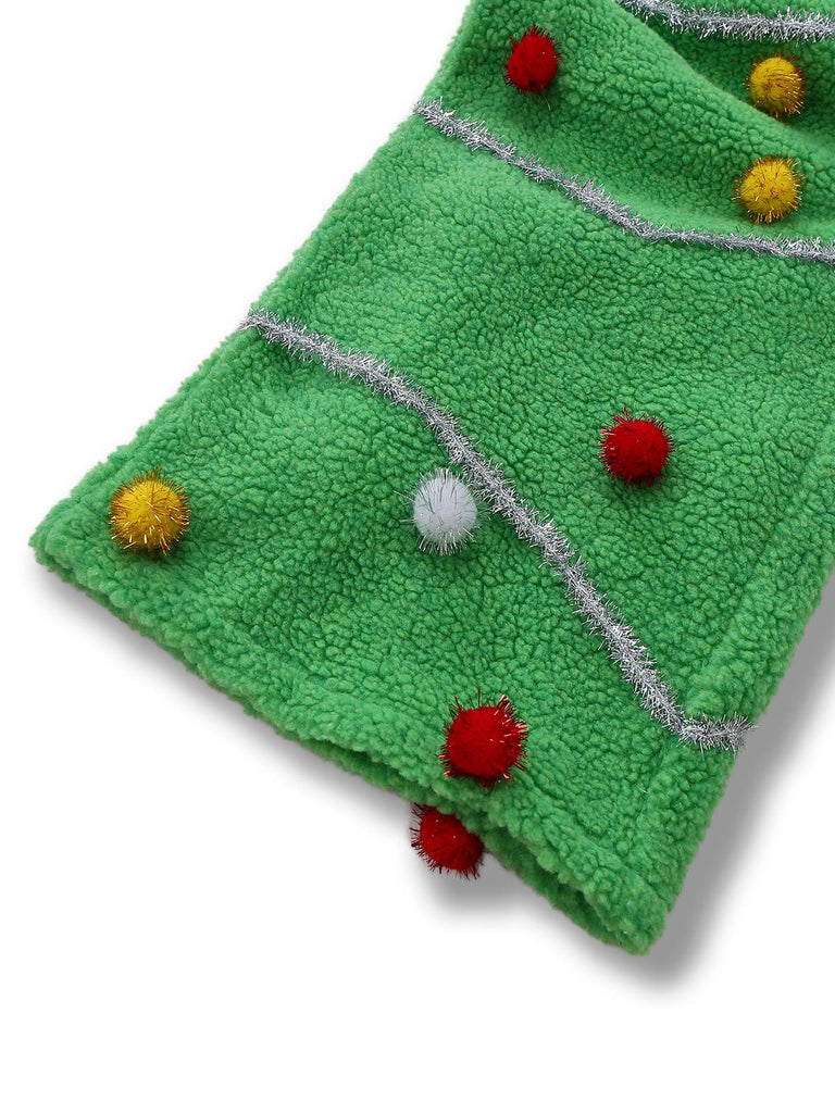 Grün 1930er Weihnachtsbaum Pompon Bogen Jumpsuit