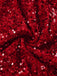 Rot 1950er Bogen Pailletten Plüschsaum Kleid