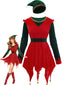 Rot 1970er Weihnachten Elf Jovie Kleid Set