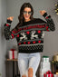 Schwarz 1930er Weihnachten Rentier Herzen Pullover
