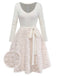 [Vorverkauf] Beige 1950er Schlüsselloch Bogen Stricken Plüsch Kleid
