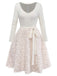 [Vorverkauf] Beige 1950er Schlüsselloch Bogen Stricken Plüsch Kleid