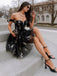 Schwarz 1970er Besticktes Blumen Spitze Mini Kleid