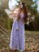Lila 1970er Slip Blumen Besticktes Netz Schlitz Kleid