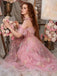 Rosa 1970er Slip Blumen Besticktes Netz Schlitz Kleid