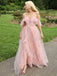 Rosa 1970er Slip Blumen Besticktes Netz Schlitz Kleid