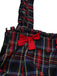 Schwarz 1940er Tartan Plaid Rüschen Bogen Latzhose