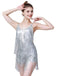 1960er Fringe Solide Rückenfrei Evening Romper