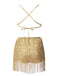 1960er Fringe Solide Rückenfrei Evening Romper