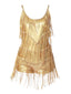1960er Fringe Solide Rückenfrei Evening Romper