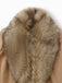 Khaki 1920er Solide Pelzkragen Gürtel Mantel