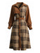 Braun 1950er Plaid Cord Hemdkragen Kleid