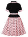 1950er Revers Polka Dot Patchwork Swing Gürtel Kleid