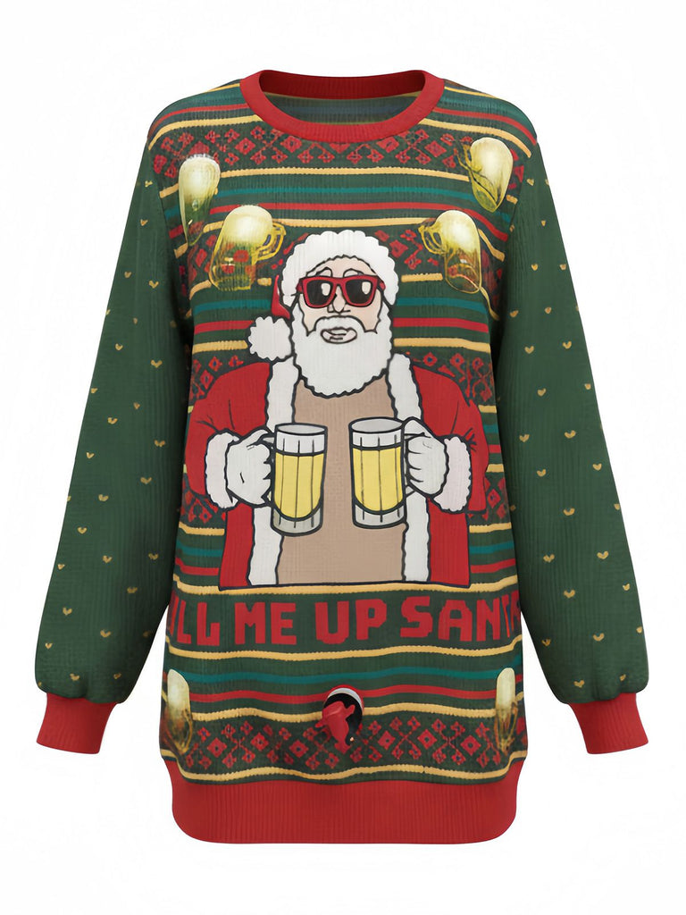 1950er Weihnachten Bier Santa Cheers Pullover