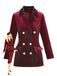 1980er Solide Samt Zweireihiger Revers Blazer