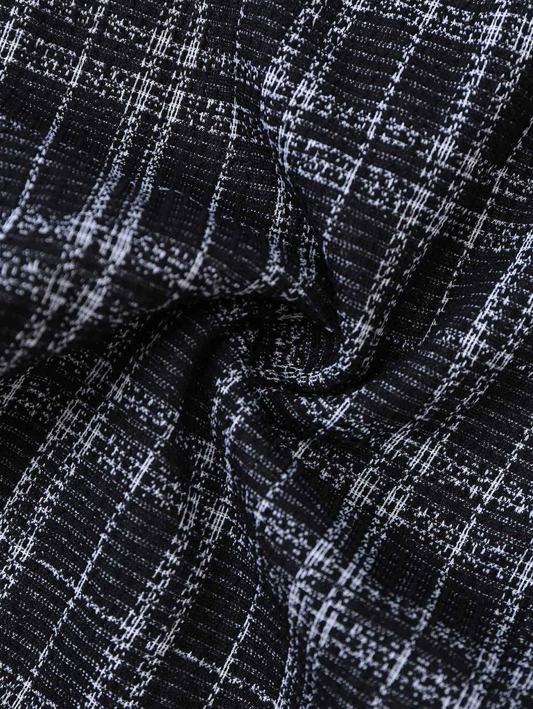 [Vorverkauf] Schwarz 1940er Baumwolle Plaid Tief-V-Ausschnitt Overall Jumpsuit