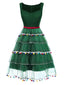 Grün 1950er Weihnachtsbaum Bogen Netz Puffy Kleid