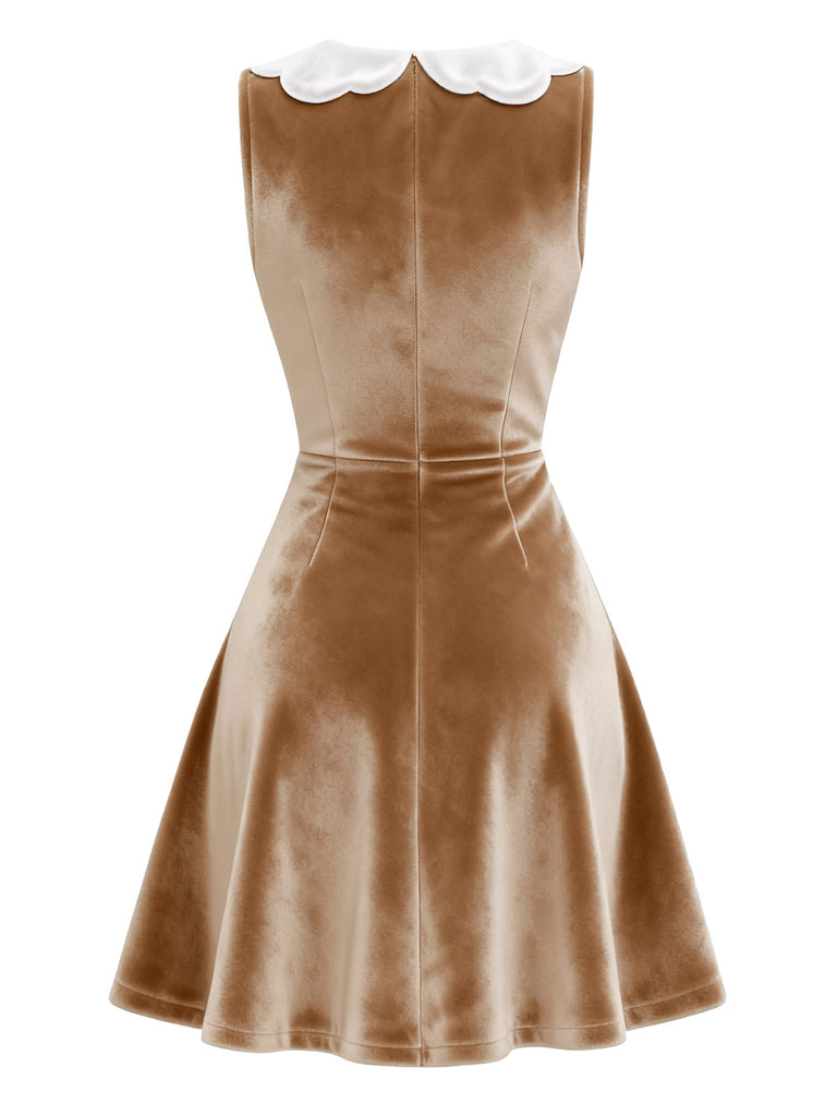 Braun 1960er Weihnachten Lebkuchen Samt Kleid