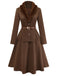 [Vorverkauf] 2PCS Braun 1940er Doppel Kunstpelz Kragen Jacke & A-Linien Rock