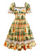 [Vorverkauf] Multicolor 1950er Weihnachten Tartan Spitze Kleid