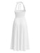 1940er Solide Breit-Träger Halter Rückenfrei Kleid