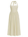 1940er Solide Breit-Träger Halter Rückenfrei Kleid