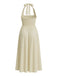 1940er Solide Breit-Träger Halter Rückenfrei Kleid