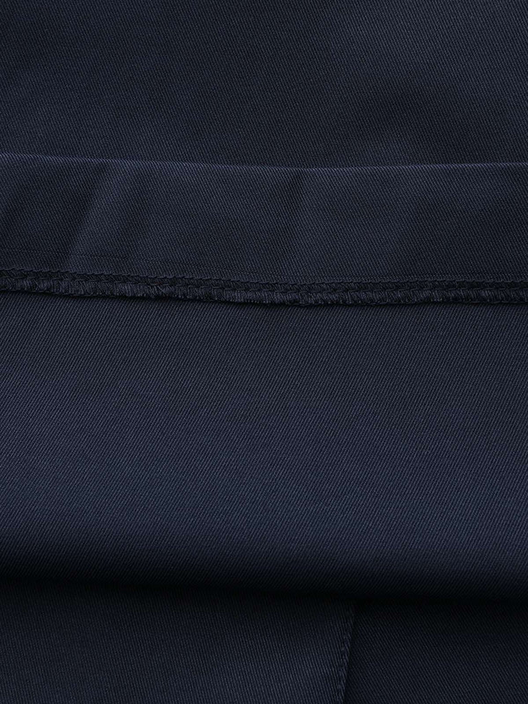 Blau 1940er Zweireihiger Rundhals Trench Mantel