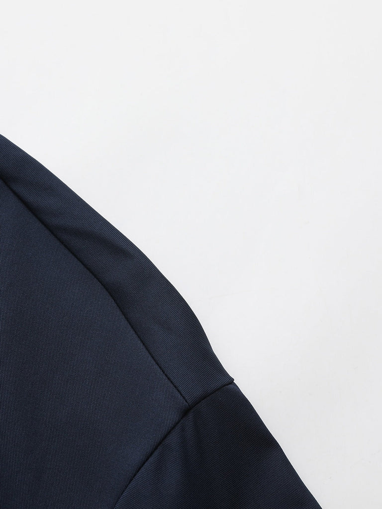 Blau 1940er Zweireihiger Rundhals Trench Mantel